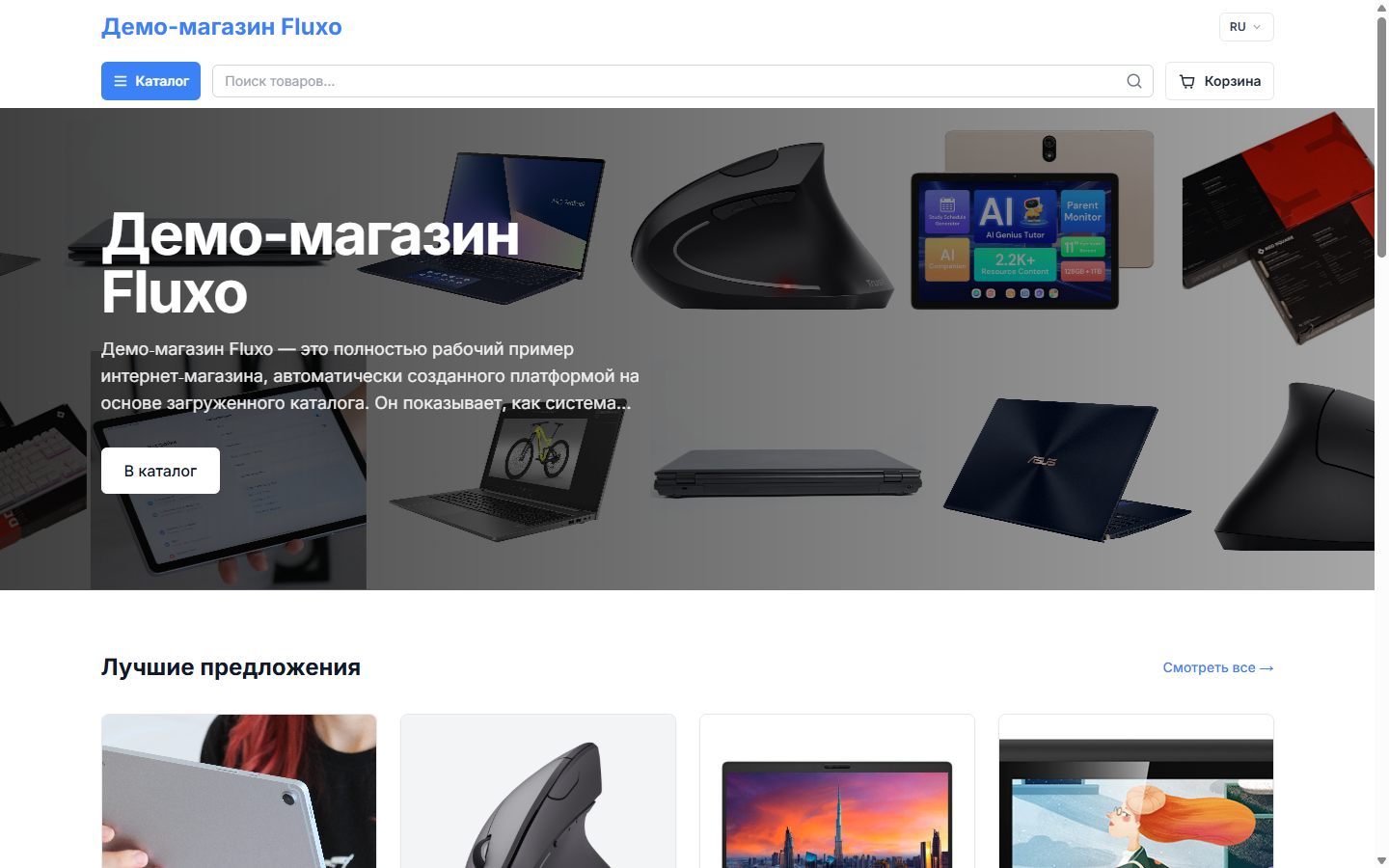 Современная витрина, готовая к продажам